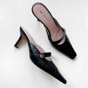 Vintage 2000s Anne Klein Leather Mule Heels Y2K 90s